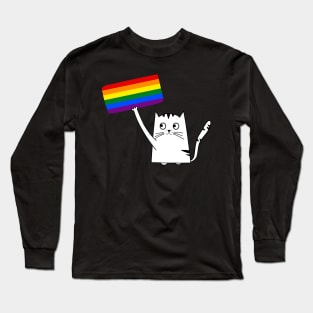 Cat Support LGBT Flag Pride Month Long Sleeve T-Shirt